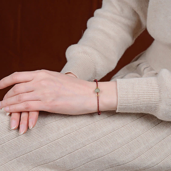 Bracciale Buddha Stones in argento sterling 925 placcato oro con giada Hetian e loto portafortuna in corda rossa - image 3