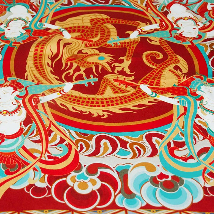 Buddha Stones Dunhuang Rebound Pipa Flying Frescoes Sciarpa in seta di gelso al 100% Scialle Dunhuang di qualità premium 6A
