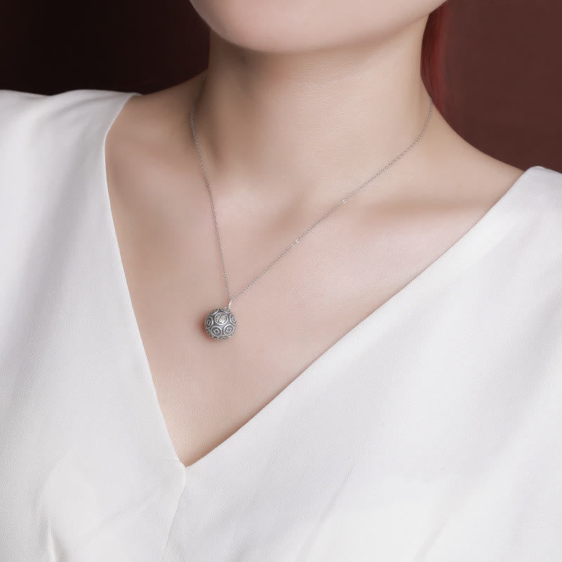 Collana con ciondolo a forma di moneta in rame con ciondolo a forma di catena con ciondolo a forma di moneta in argento sterling 990 Fu Character Buddha Stones