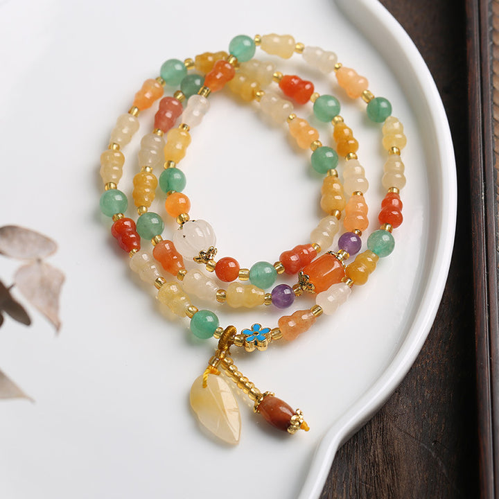 Bracciale Buddha Stones Golden Silk Jade Zucca Ricchezza
