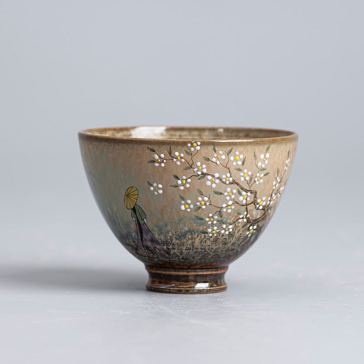 Buddha Stones Jingdezhen dipinte a mano Ru Kiln porcellana Hanfu ragazza fiore tazza da tè in ceramica Kung Fu tazze da tè