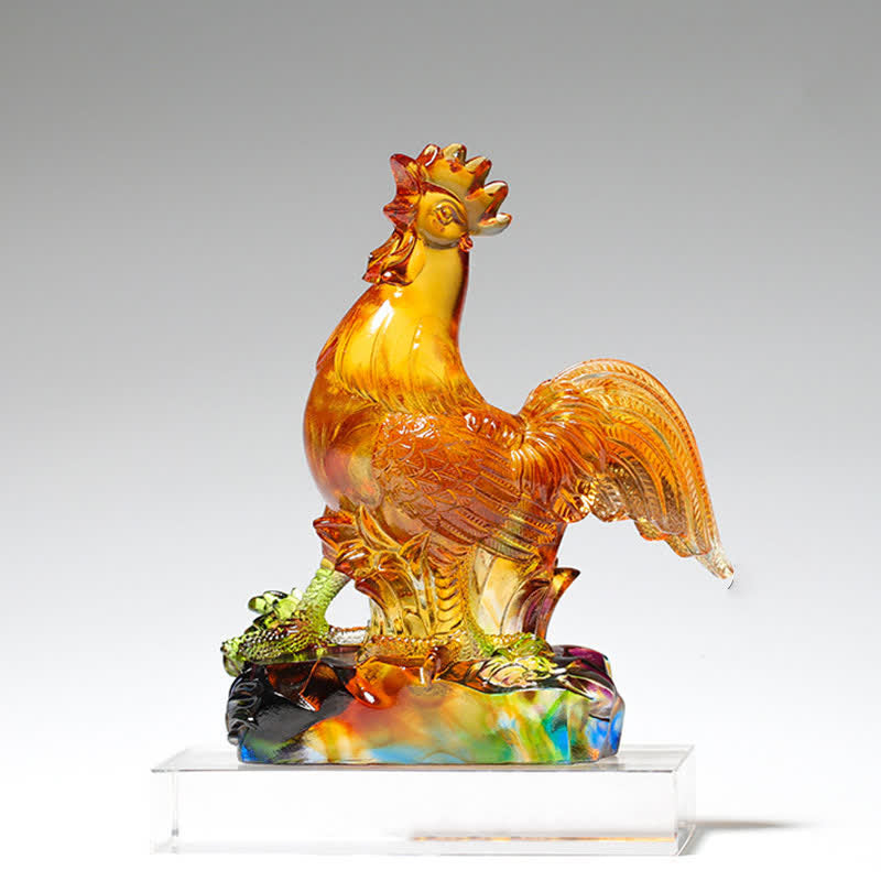 Decorazione per la casa fatta a mano in cristallo Liuli, raffigurante un gallo.