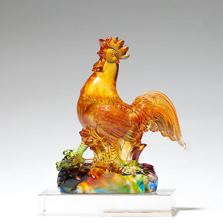 Decorazione per la casa fatta a mano in cristallo Liuli, raffigurante un gallo.