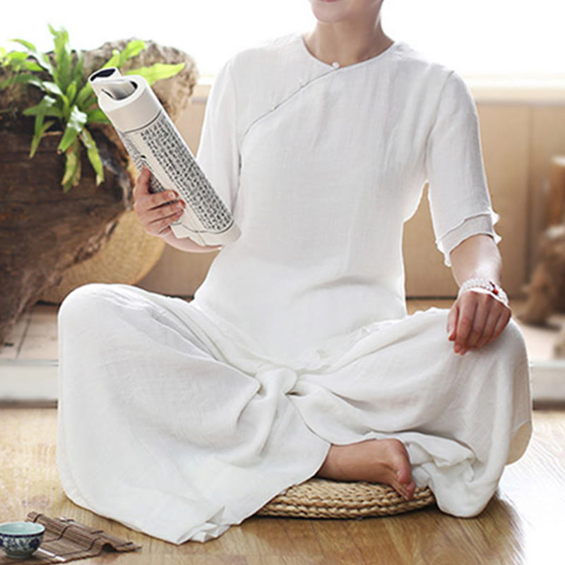 Buddha Stones Vintage Yoga Zen Preghiera Meditazione Spirituale Pratica Tinta Unita Abbigliamento Donna Set