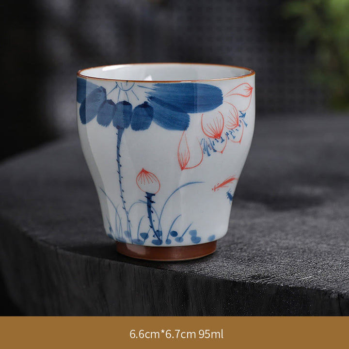 Buddha Stones Fiore di Loto Foglia di Bambù Tazza da Tè in Ceramica Tazze da Tè Kung Fu
