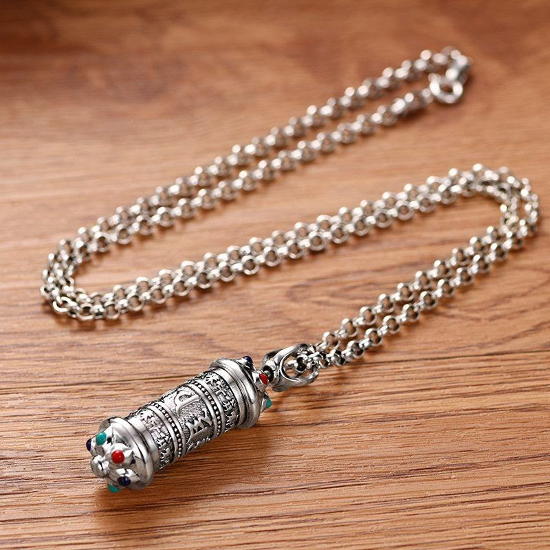 Ciondolo con collana Buddha Stones tibetano Om Mani Padme Hum Focus - image 3