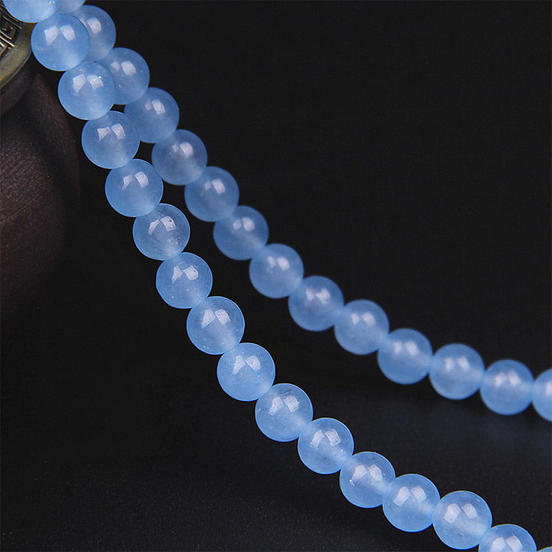 Buddha Stones 108 Perle Bracciale Mala di Cristallo Blu per Guarigione