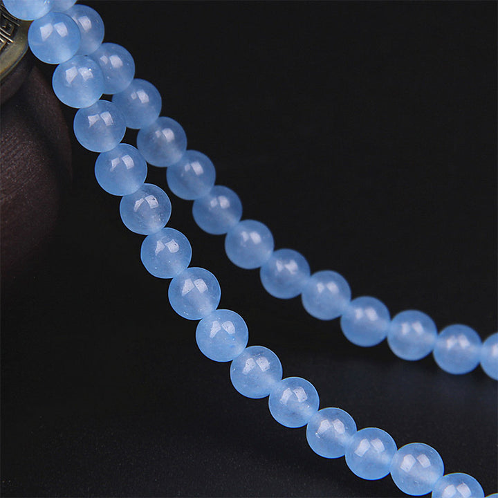 Buddha Stones 108 Perle Bracciale Mala di Cristallo Blu per Guarigione