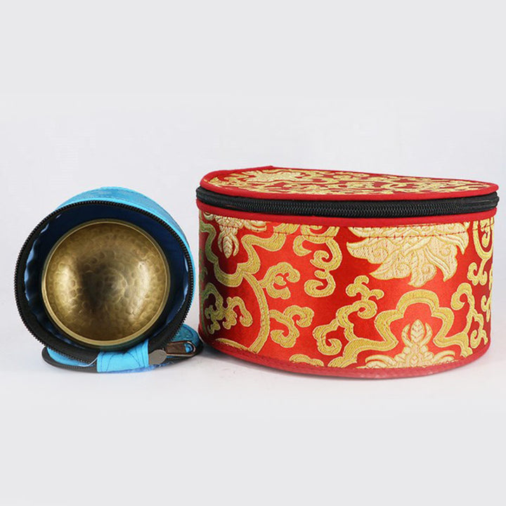 Borsa portaoggetti per ciotola tibetana Buddha Stones con chiusura a cerniera e decorazione