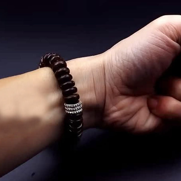 Braccialetto positivo Buddha Stones Natural Tibetan Coconut Shell Om Mani Padme Hum