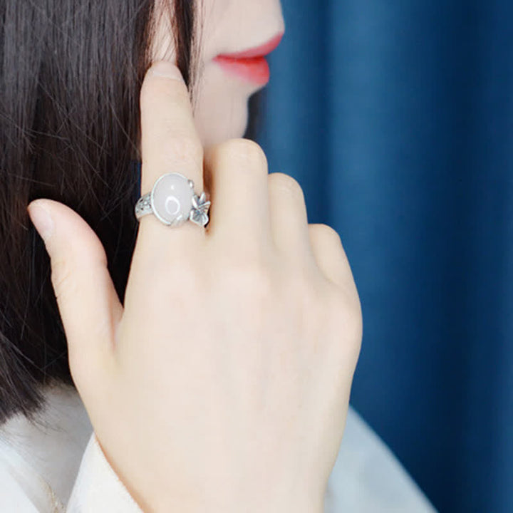 Anello in argento sterling 990 con calcedonio naturale e prugna, armonia positiva - image 8