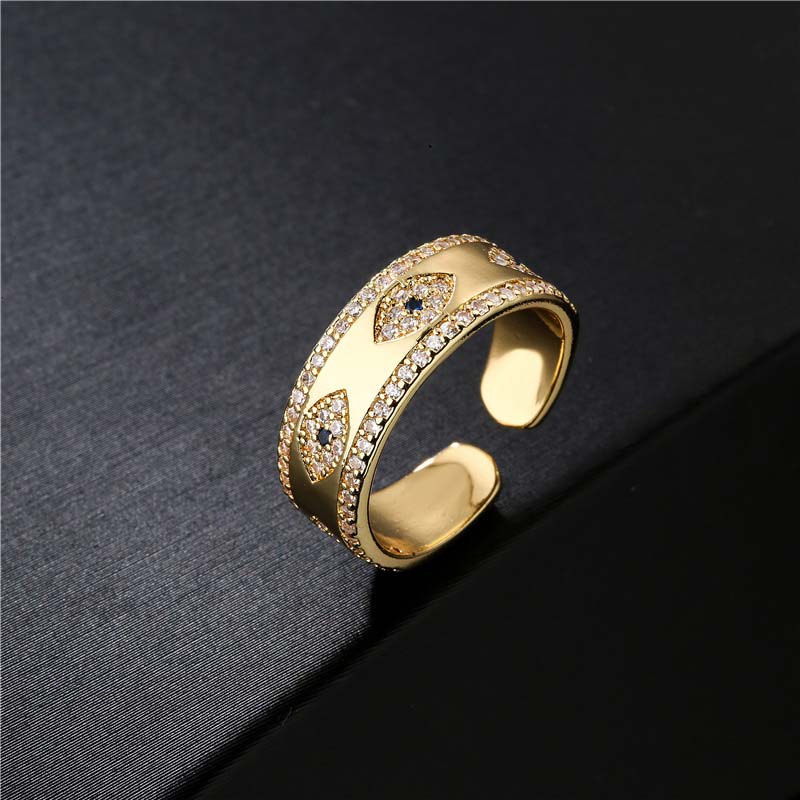 Anello in lega di rame Buddha Stones, malocchio, fortuna e benedizione