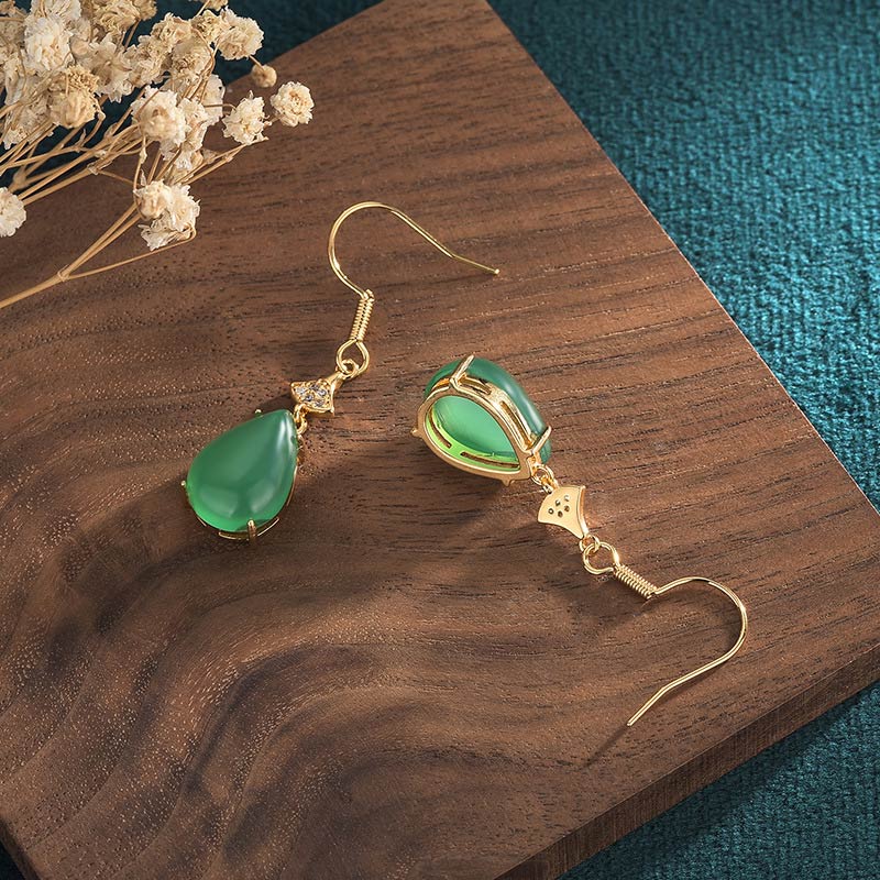 Orecchini pendenti Buddha Stones Ciano Jade Luck