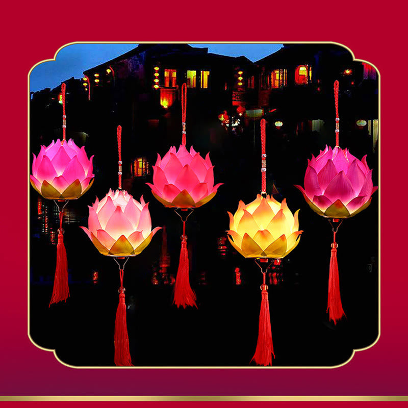 Decorazione lampada lanterna drago fiore di loto fai da Buddha Stones