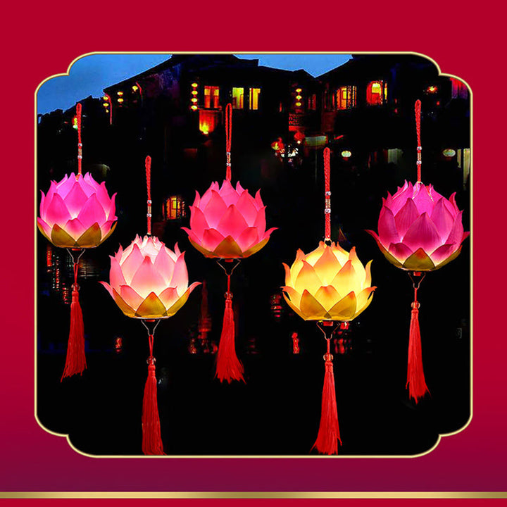 Decorazione lampada lanterna drago fiore di loto fai da Buddha Stones - image 26