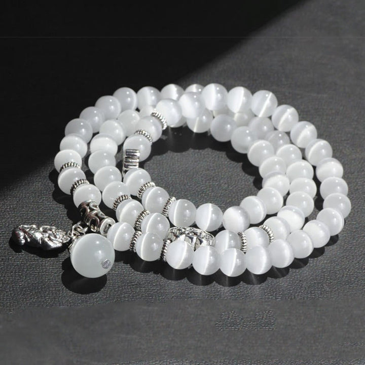 Braccialetto triplo avvolgente con supporto PiXiu Cat Eye Buddha Stones