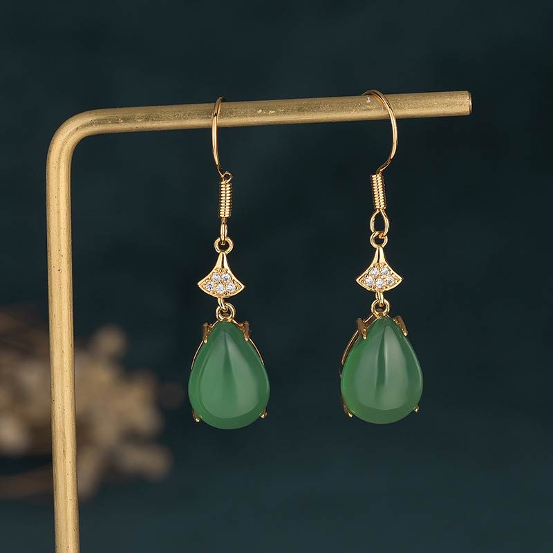Orecchini pendenti Buddha Stones Ciano Jade Luck