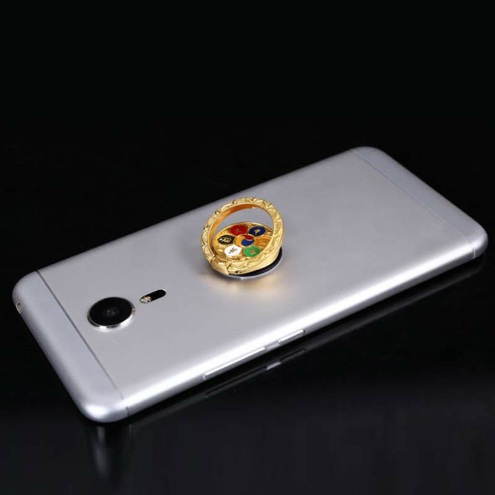 Supporto per anello per telefono con simbolo della pace tibetano Om Mani Padme Hum, decorazioni universali per telefono