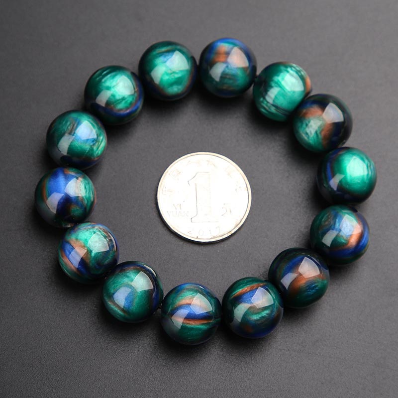 Buddha Stones Colorato Sea Willow Mala Braccialetto Anello Positivo