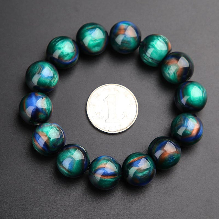 Buddha Stones Colorato Sea Willow Mala Braccialetto Anello Positivo