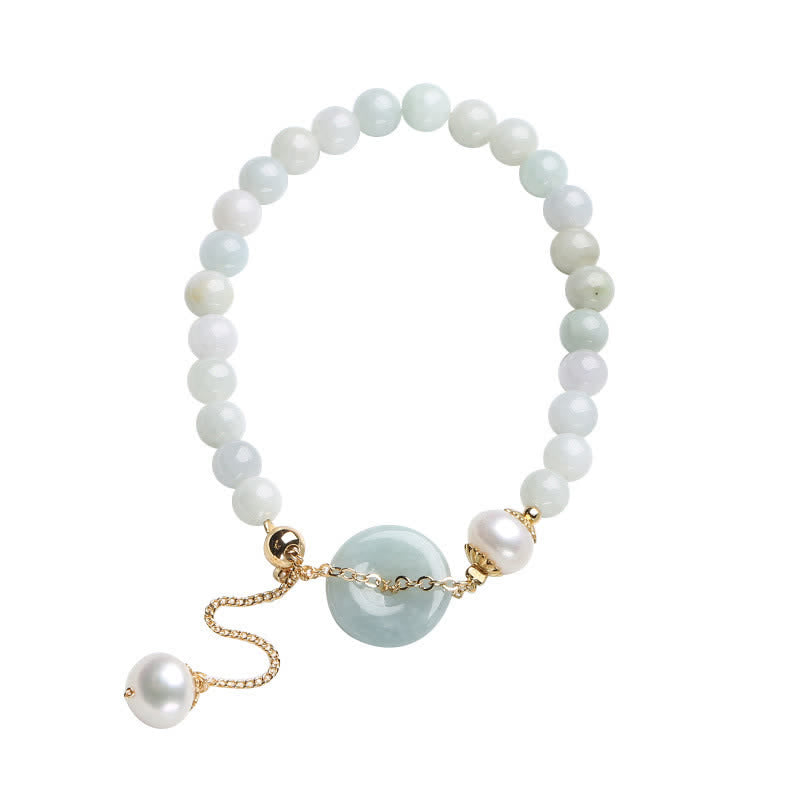 Braccialetto Buddha Stones Natural Jade Pearl Peace Buckle Prosperity Luck