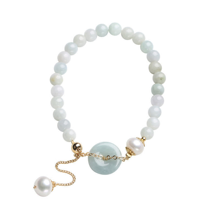 Braccialetto Buddha Stones Natural Jade Pearl Peace Buckle Prosperity Luck