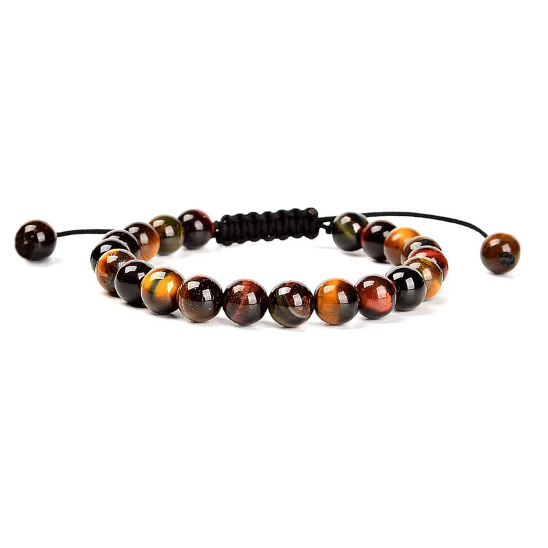 Buddha Stones Pietre di cristallo con potere curativo naturale Bracciale unisex regolabile in macramè - Occhio di tigre multicolore - image 11