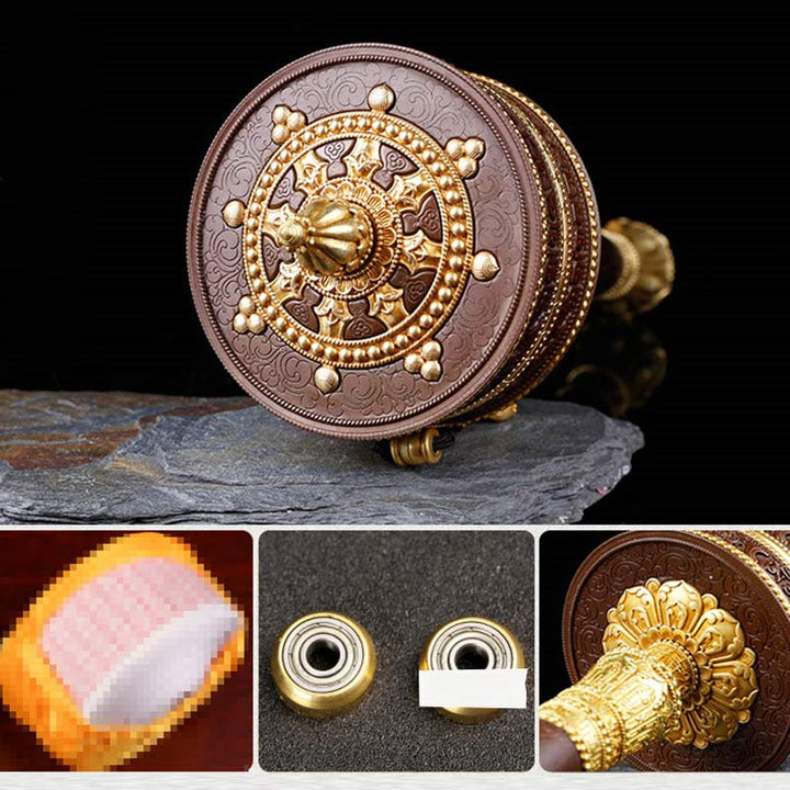 Ruota di preghiera tibetana Sei parole vere Decorazione in rame con bilanciamento - image 14