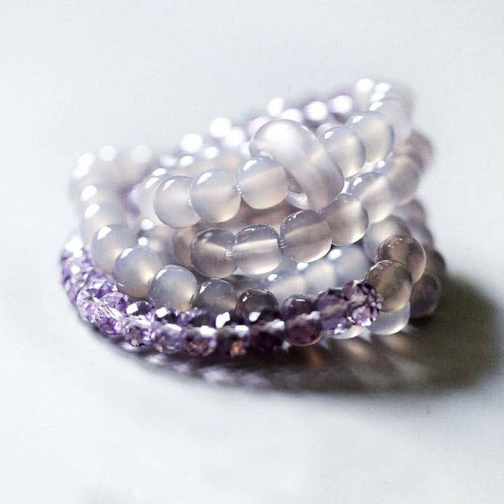 Braccialetto di guarigione con cristallo di ametista naturale e meditazione