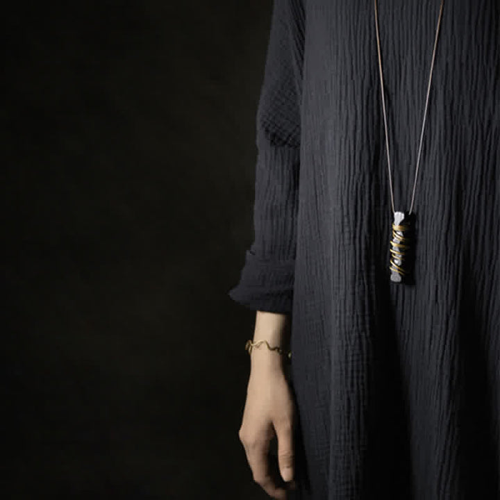 Collana con ciondolo a forma di bilancia, pace e Buddha Stones, Tibet, ebano, ottone. - image 10