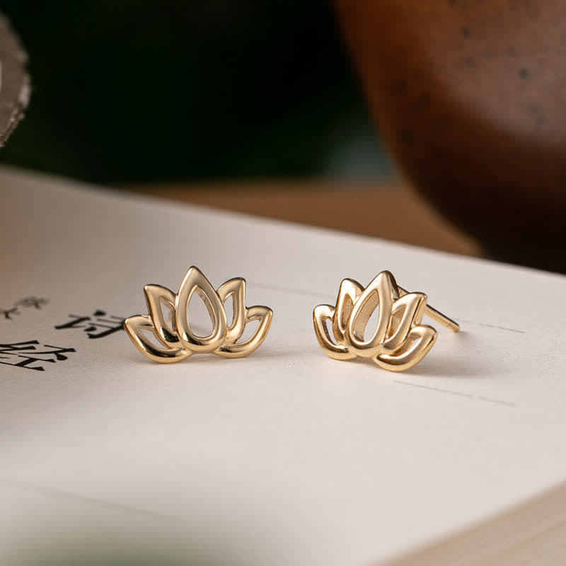 Orecchini Buddha Stones 925 Sterling Silver Lotus Flower Blessing - Argento - image 1