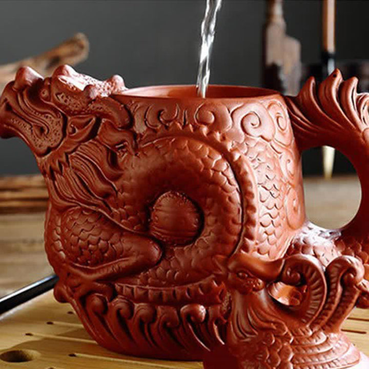 Teiera in ceramica vintage Dragon Phoenix