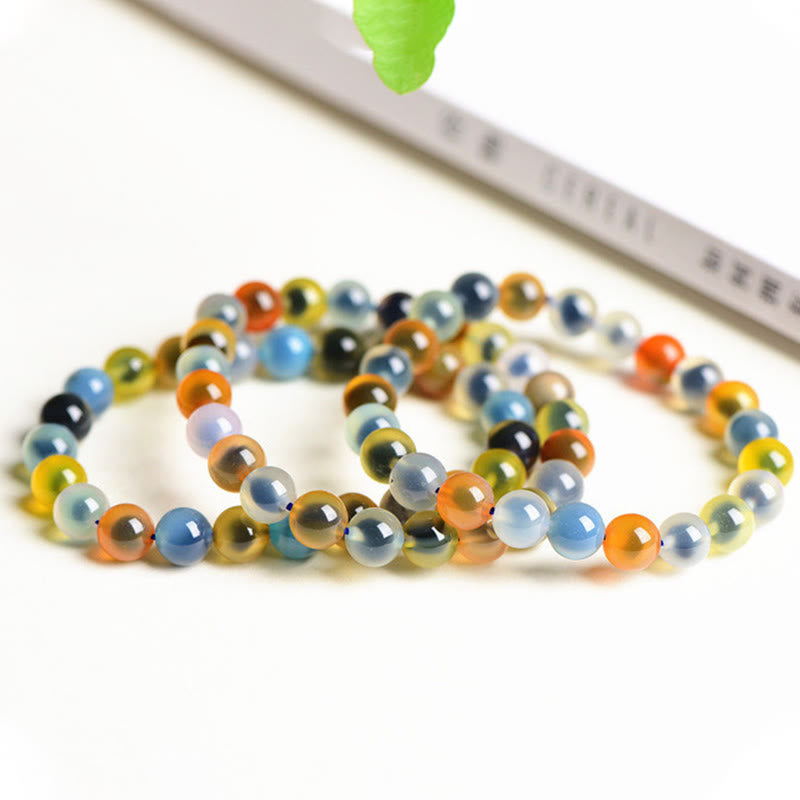 Braccialetto di perline di forza armonia agata caramella colorata naturale Buddha Stones