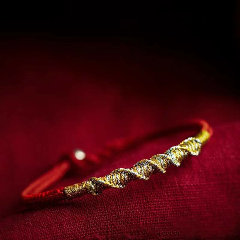 Braccialetto di protezione intrecciato con corda rossa Buddha Stones in argento sterling 925, forza e fortuna - image 0