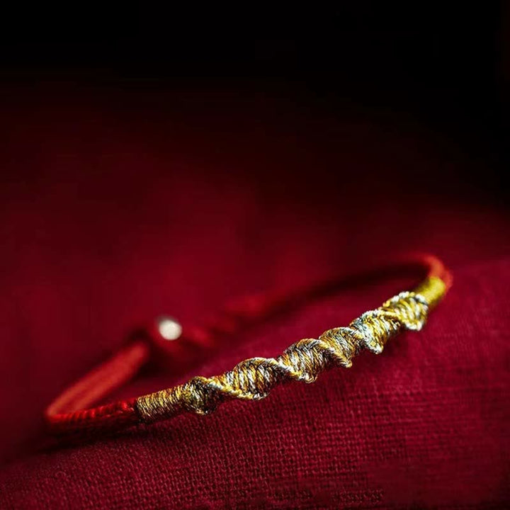 Braccialetto di protezione intrecciato con corda rossa Buddha Stones in argento sterling 925, forza e fortuna - image 0