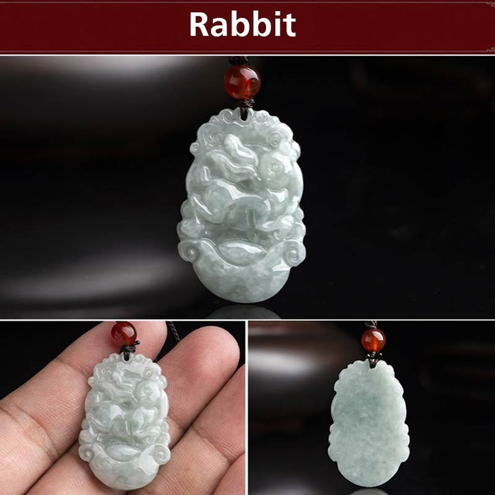 Collana con ciondolo di successo con 12 simboli dello zodiaco cinese in giada naturale Buddha Stones - image 10