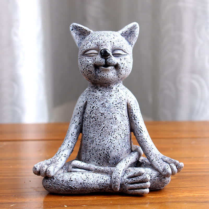 Meditazione Zen Cane Gatto Rana Decorazione - Meditazione Gatto 9CMX5.8CMX10.3CM(197g) - image 5