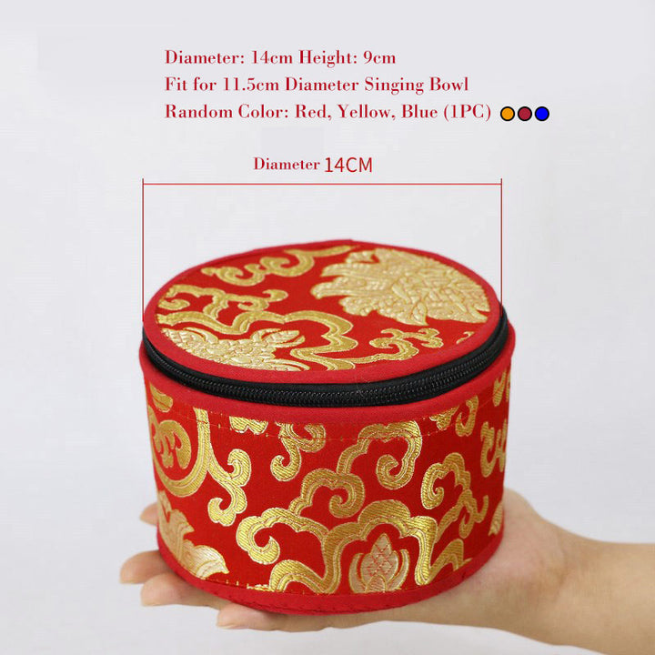Borsa portaoggetti per ciotola tibetana Buddha Stones con chiusura a cerniera e decorazione