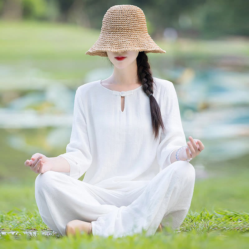 Tai Chi Meditazione Preghiera Zen Spirituale Mattina Pratica Abbigliamento Donna Set - image 11