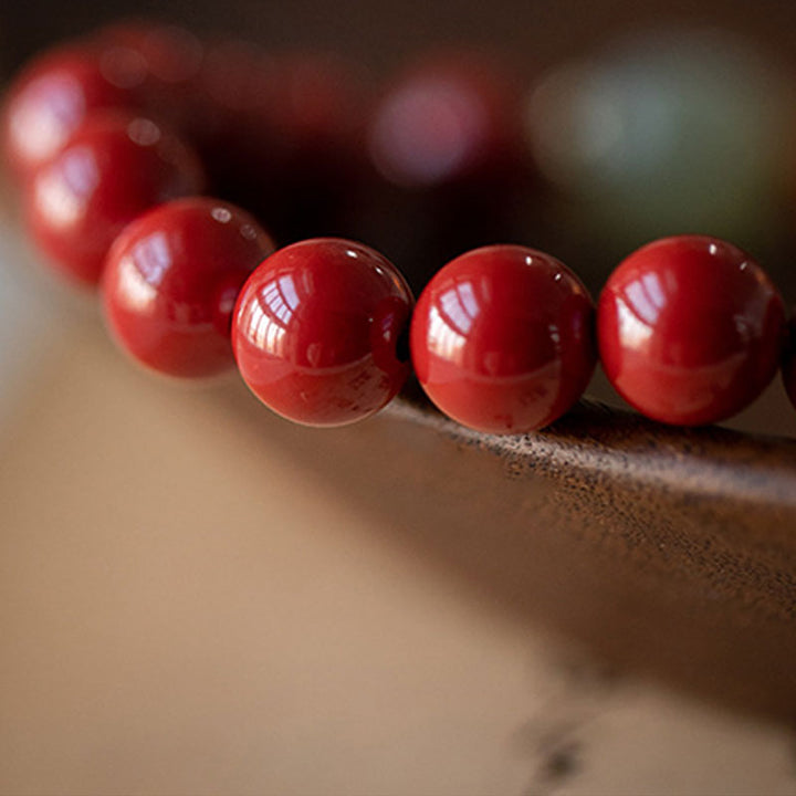 Braccialetto della fortuna Buddha Stones Cinnabar Green Aventurina