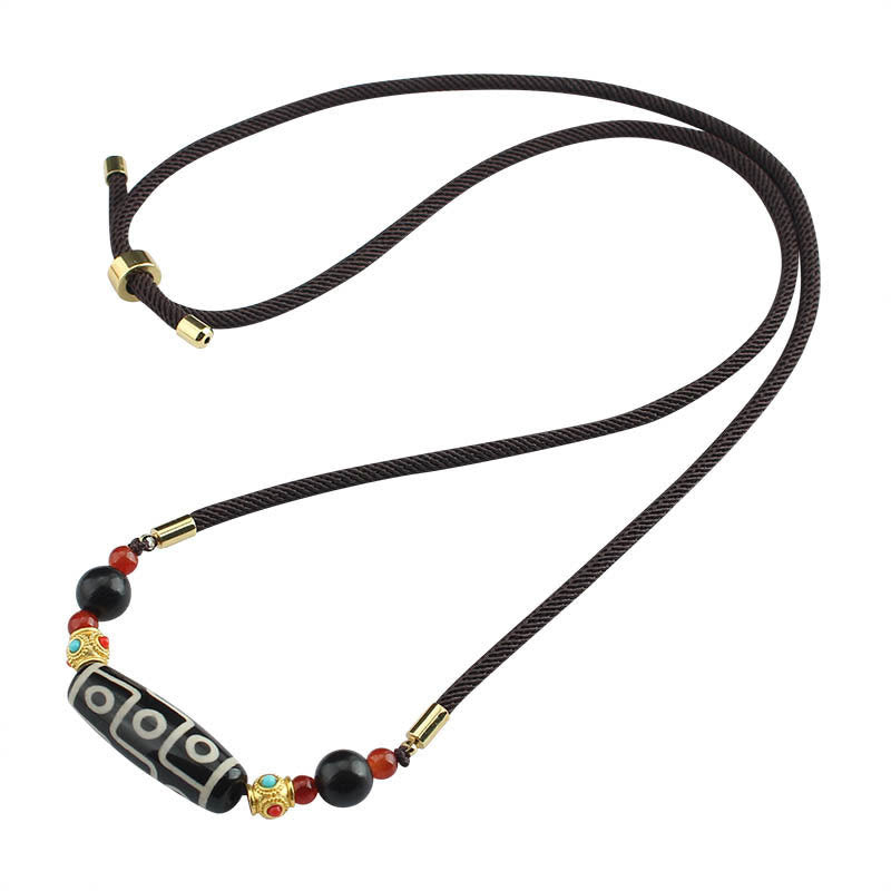 Buddha Stones Tibetano Nove Occhi Dzi Bead Protezione Benedizioni Collana Pendente