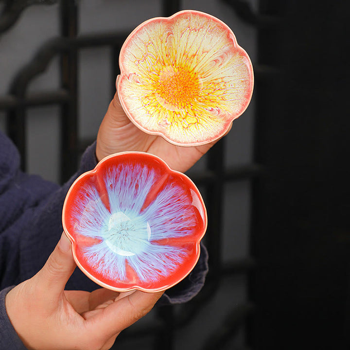 Buddha Stones 6 pezzi motivo a petalo di fiore di prugna cinese Jianzhan forno cambio tazza da tè in ceramica Kung Fu tazza da tè ciotola con scatola regalo