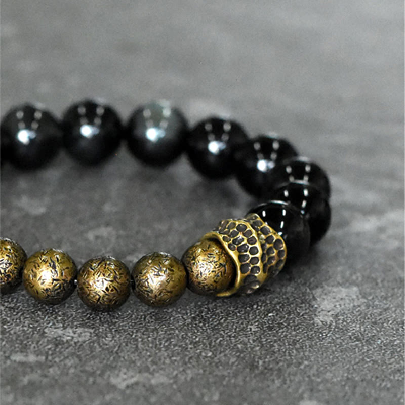 Bracciale Buddha Stones Rainbow Obsidian Copper Bead Positive Transformation