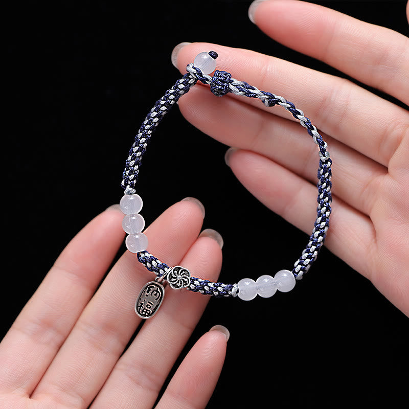 Braccialetto di corda portafortuna fatto a mano con Buddha Stones