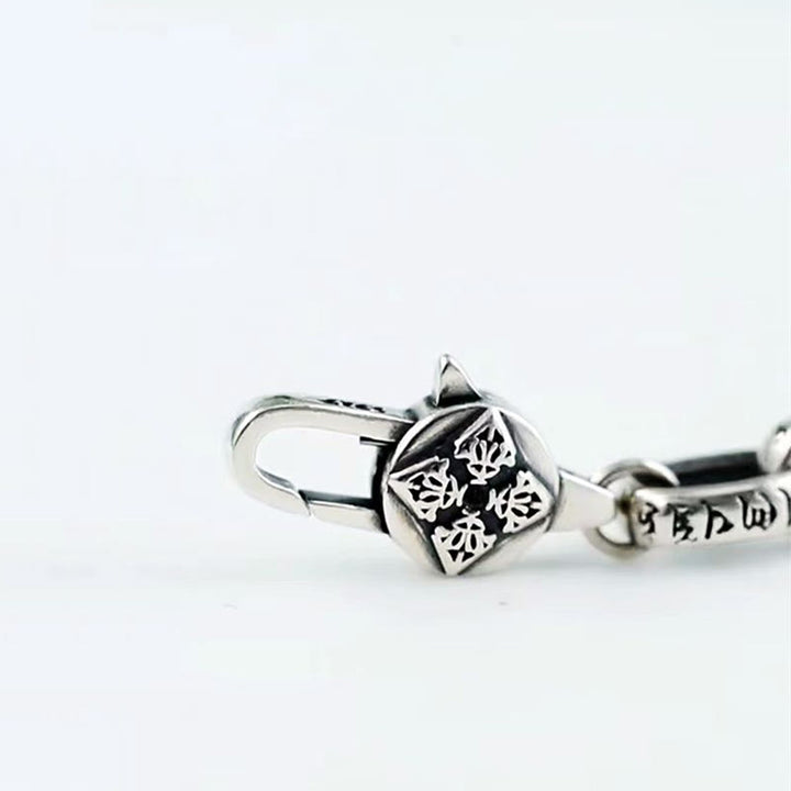 Braccialetto della saggezza inciso in rame con Buddha Stones Om Mani Padme Hum Double Dorje