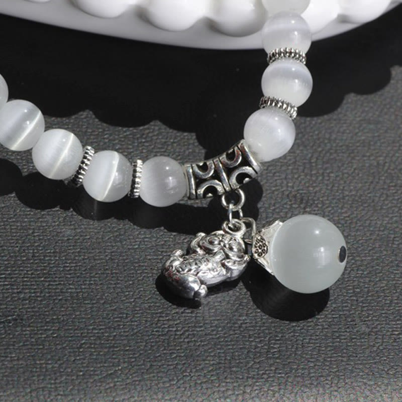 Braccialetto triplo avvolgente con supporto PiXiu Cat Eye Buddha Stones