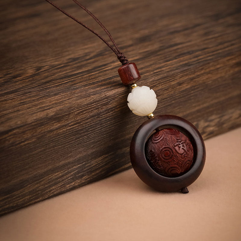 Buddha Stones Tibetano Piccola Foglia Sandalo Rosso Ebano Fortuna Protezione Rotazione Decorazione