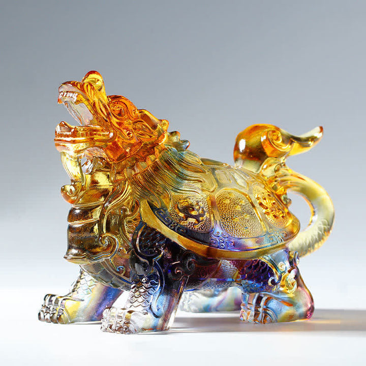 Feng Shui Drago Tartaruga Fatto a Mano Liuli Cristallo Arte Pezzo Decorazione Casa Ufficio