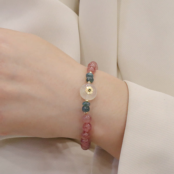 Braccialetto curativo in giada calcedonio quarzo fragola naturale Buddha Stones