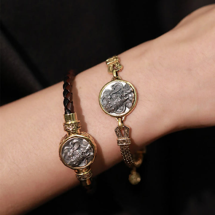 Braccialetto di protezione della benedizione della dea della ricchezza in argento sterling 925 tibetano Buddha Stones Zakiram